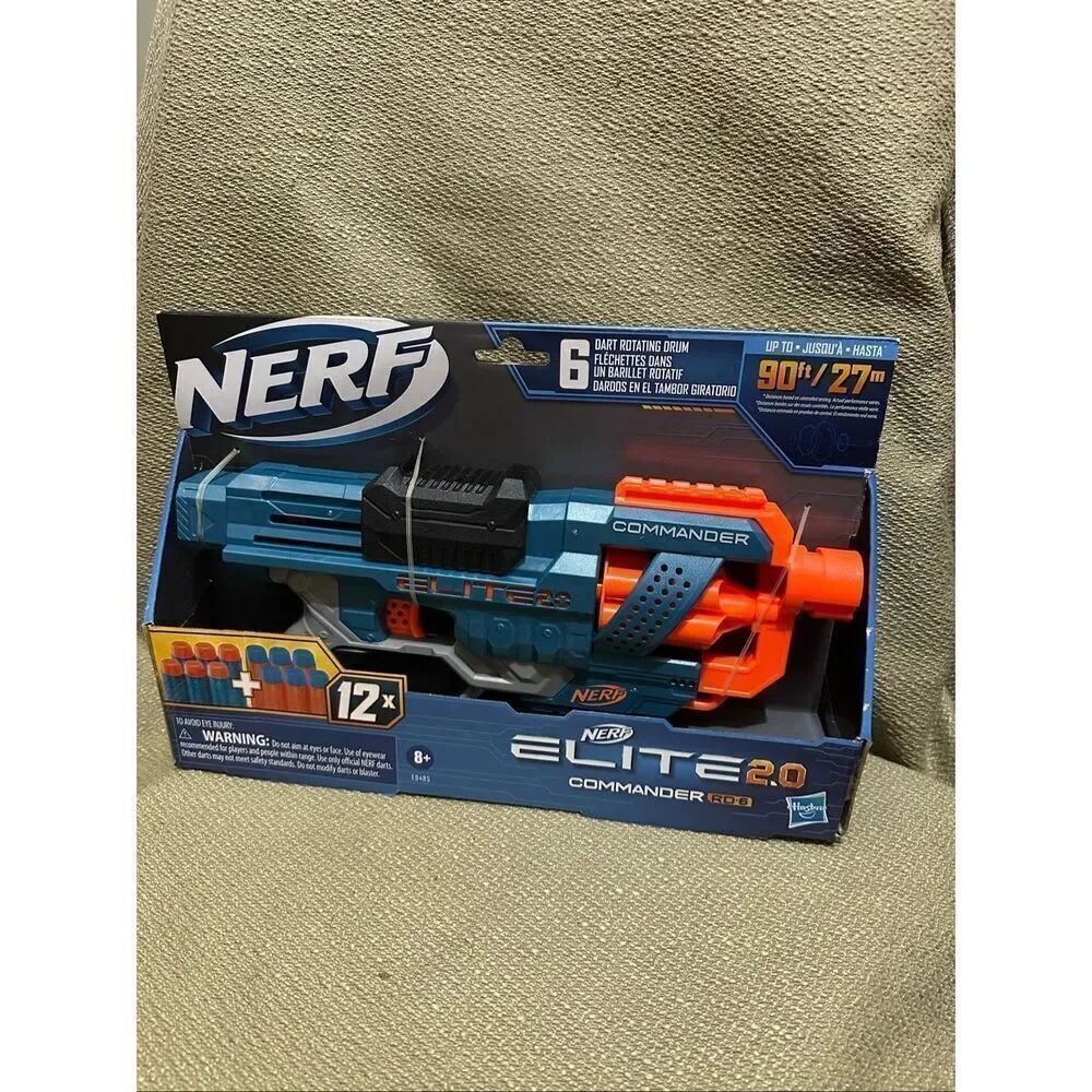 NERF Elite 2.0 Commander RD-6 Blaster 12 Official Darts 6-Dart Rotating Drum NEW